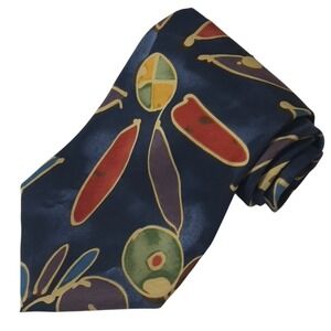 Vintage 417 by Van Heusen Silk Men's Necktie Abstract Blue Multi Floral Designer
